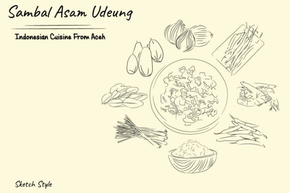 Download Sambal Asam Udeung Illustration - Illustration Collection