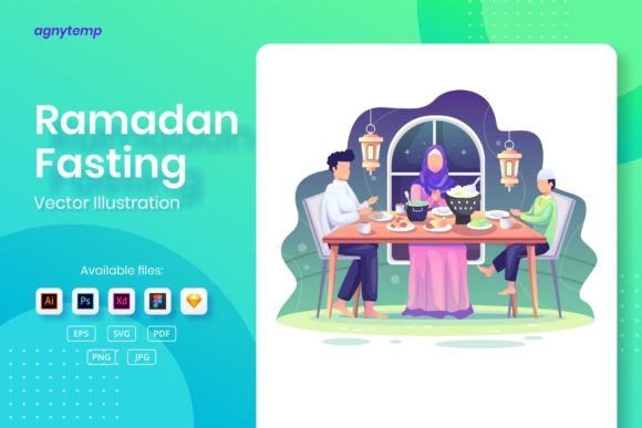 Download Ramadan Fasting Iftar Flat Illustration - Illustration Collection