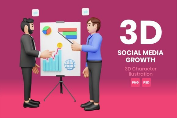 Download Social Media Growth 3D Character - Social media growth Collection