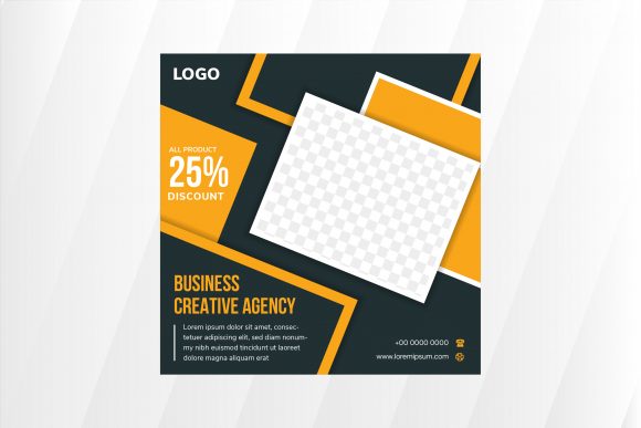Download Yellow Dark Blue Square Banner Business - Banner Collection