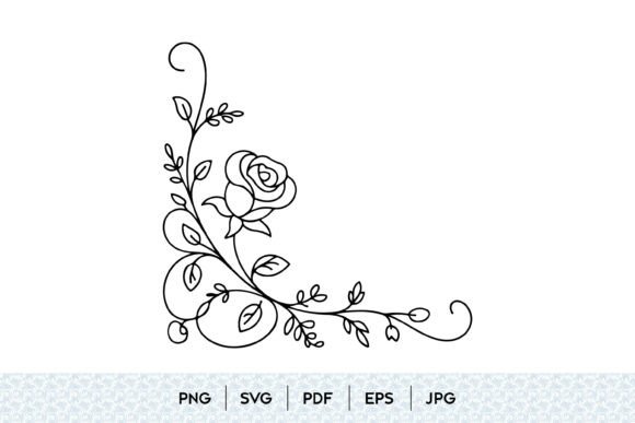 Download Rose Floral Corner Line Art - Premium Resources